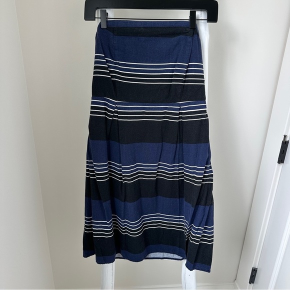 Old Navy Blue and Black Linen Blend Strapless Dress Size 12 - Picture 1 of 11